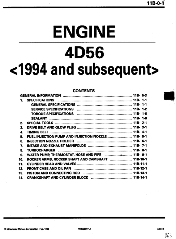 Product picture 1994 and subsequent Mitsubishi Engine 4D56 Manual Download