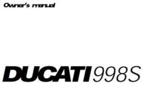 Product picture DUCATI 998 S owner service manual
