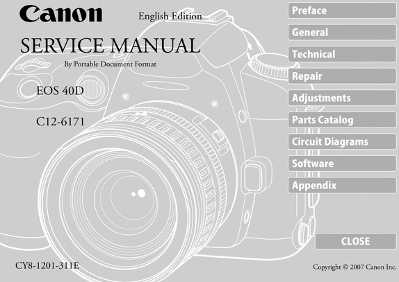 Product picture Canon EOS 40D Service Repair Manual Download