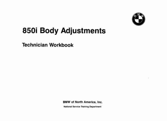 Product picture BMW 850i Body Adjustment Manual
