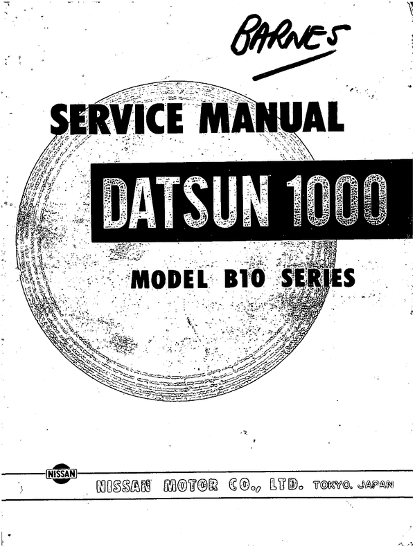 Product picture Datsun 1000 Model B10 Series Service Repair Manual Download
